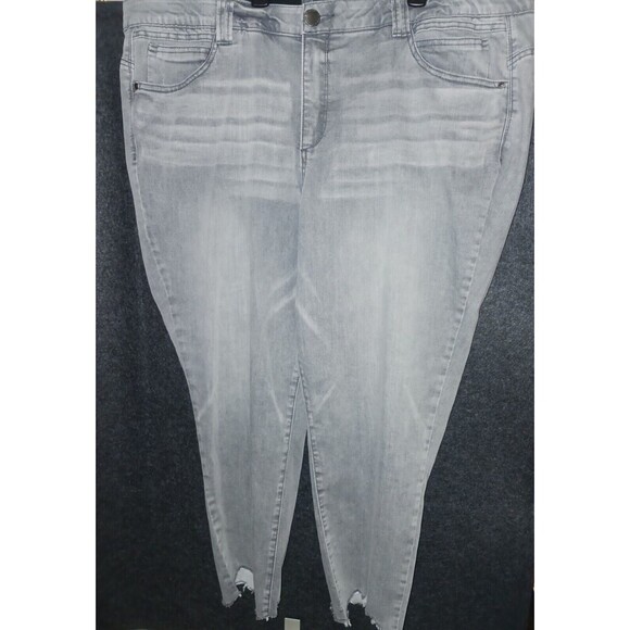 Democracy Ab Technology Jeans Womens 24W Grey Distressed‎ Slimming High Rise - Picture 1 of 11